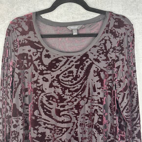 Simply Vera Verawang Top Women Large Purple Velvet Burn Out Dark Romantic Whimsy - Picture 2 of 11